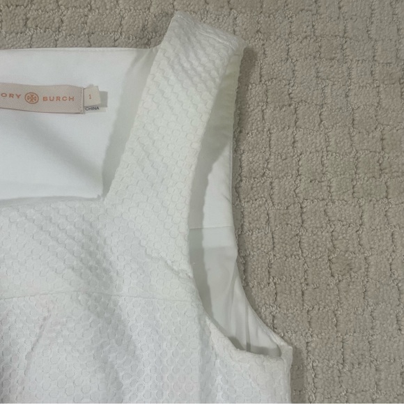 Tori Burch White Waffle Textured Pocket Dress Size 2 - Picture 3 of 8